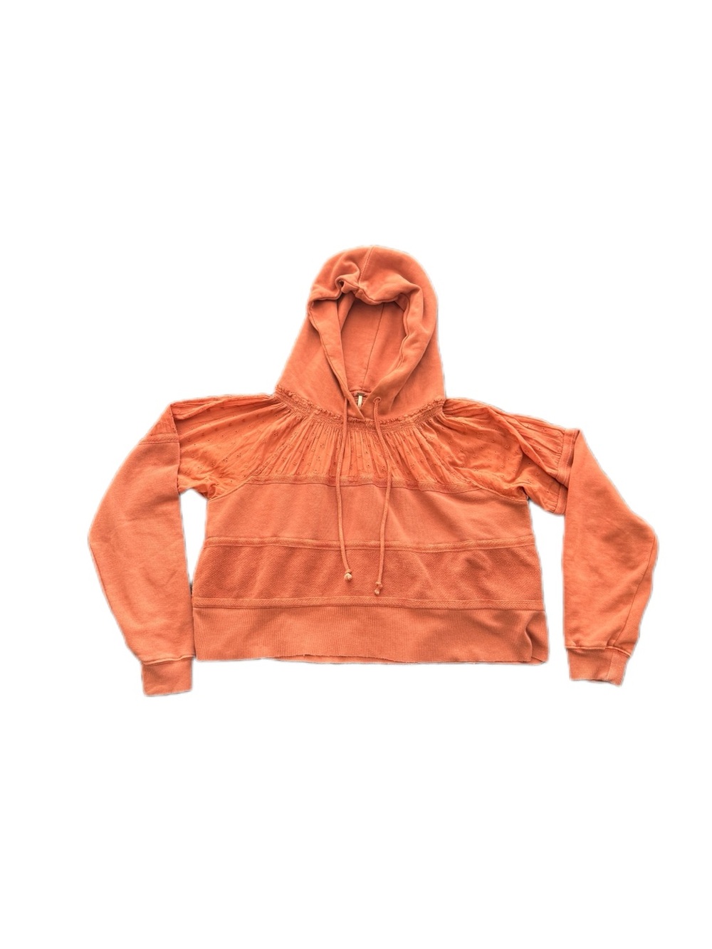 Women's Free People Orange Cropped Hoodie Pullover Sweatshirt